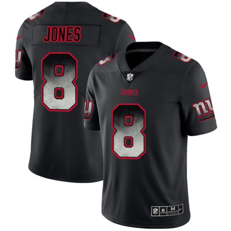 Men New York Giants 8 Jones Nike Black Smoke Fashion Limited NFL Jerseys
